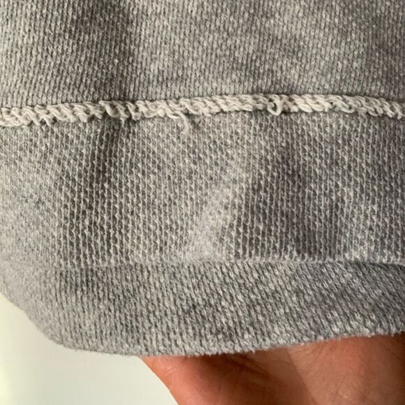 Free People grey sweater, black sleeve panels, cowl collar, distressed,ragged, S - Picture 7 of 8